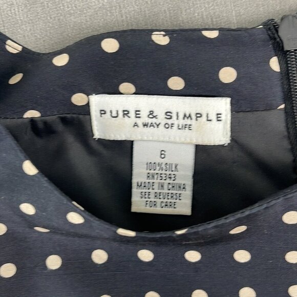 Pure and Simple Black and Cream Polka dot Silk Dress Size 6 - Picture 3 of 6